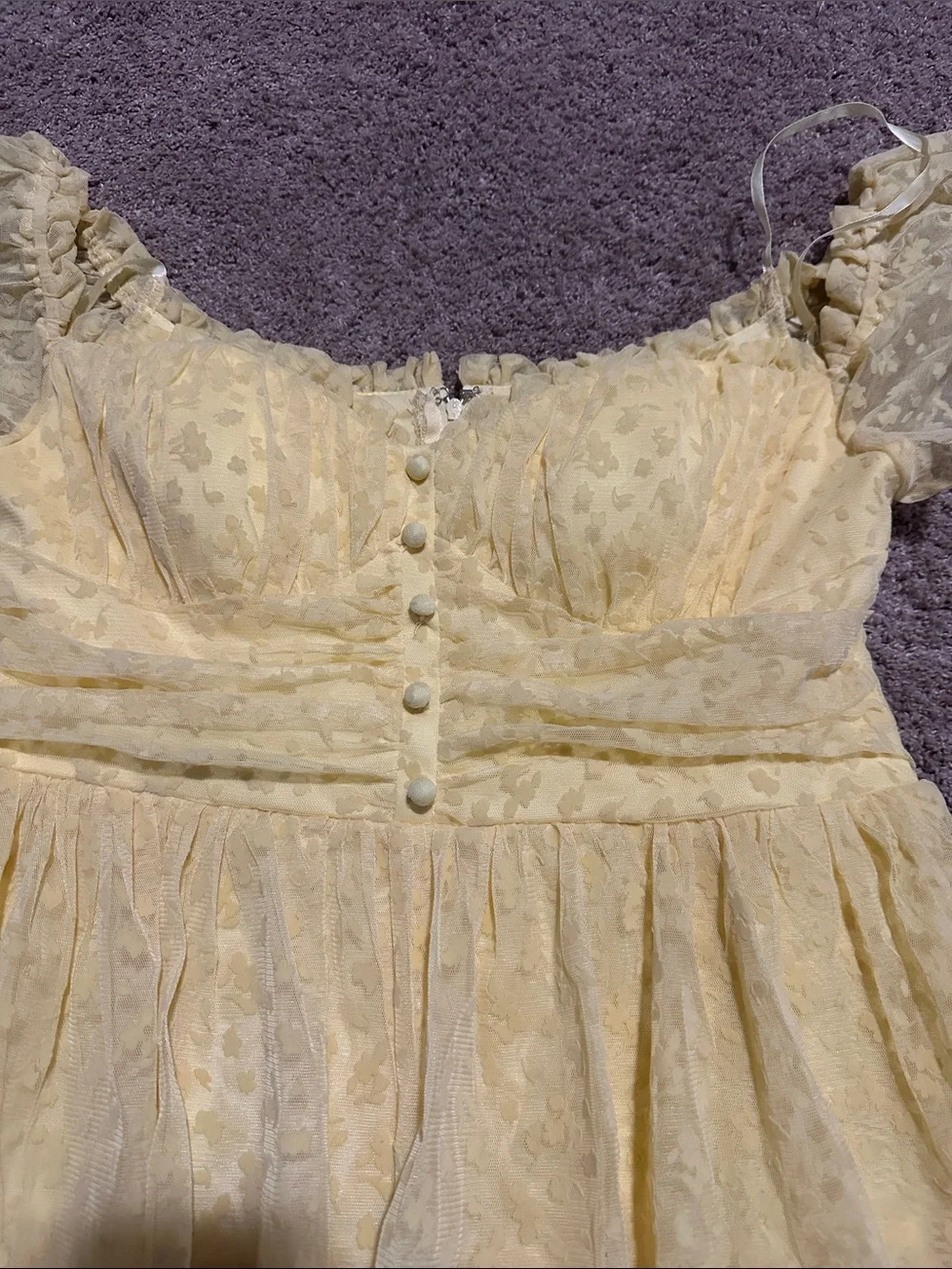 Yellow Ruffle Tiered  Dress